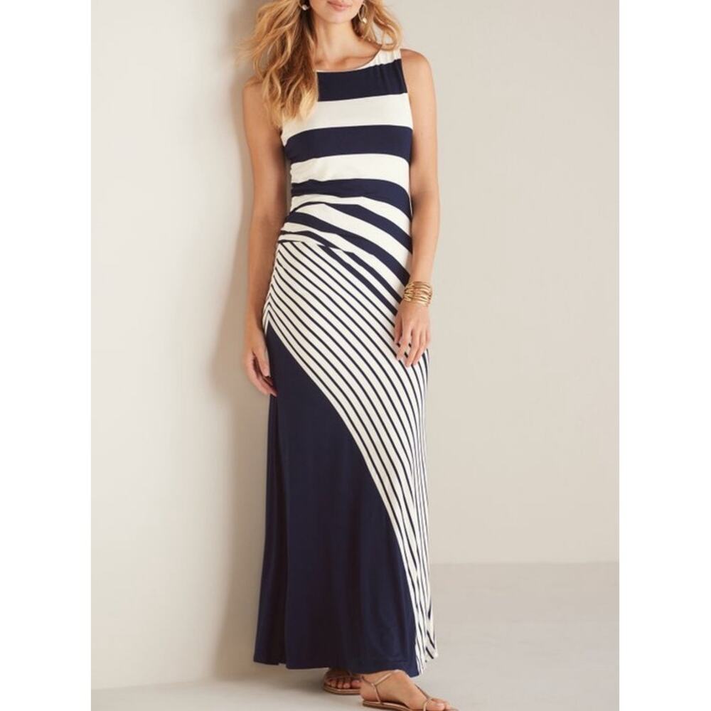 NWT Soft Surroundings Vela Infinity Striped Cinch Side Maxi Dress 2X
